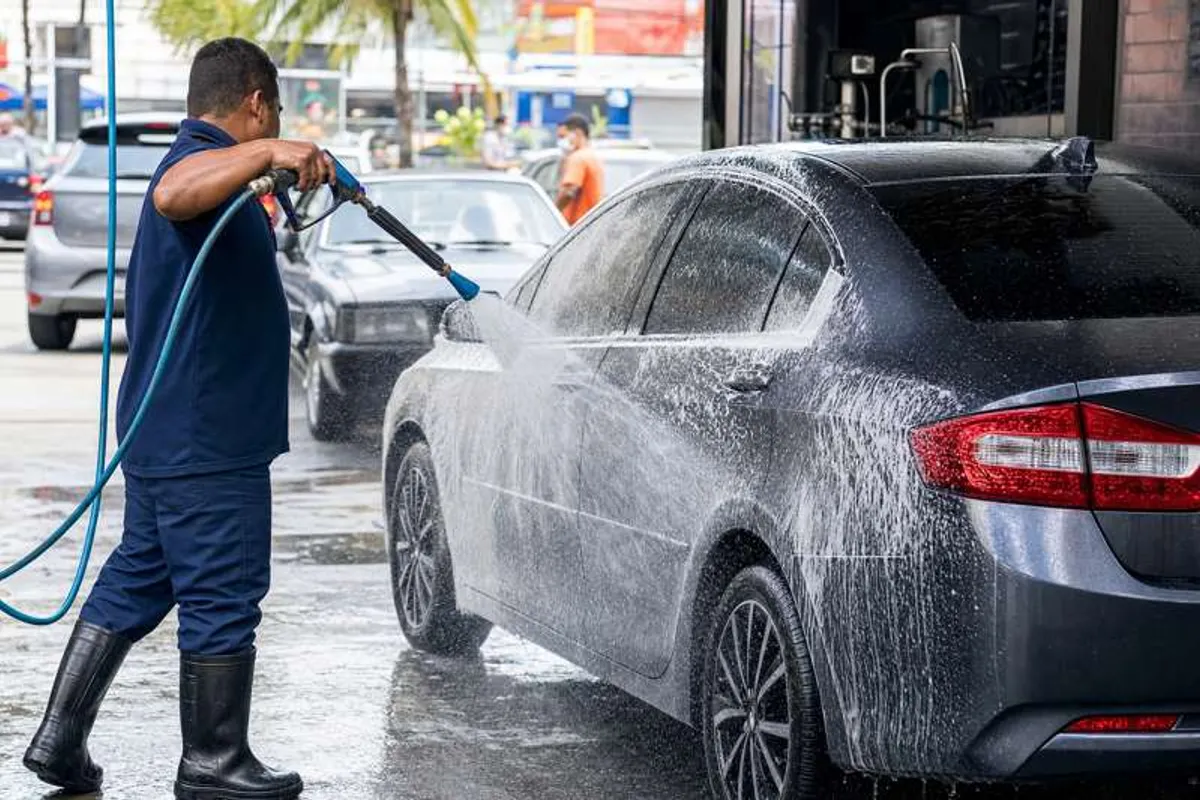 Lavagem de carro em lava-rápido na Bela Vista